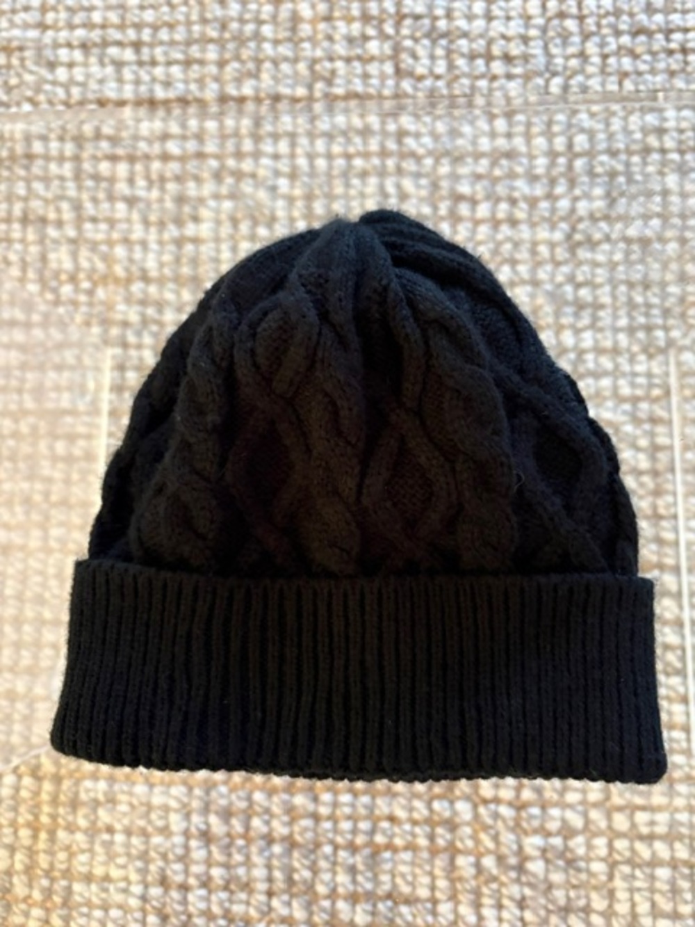 Black Cable Knit Beanie